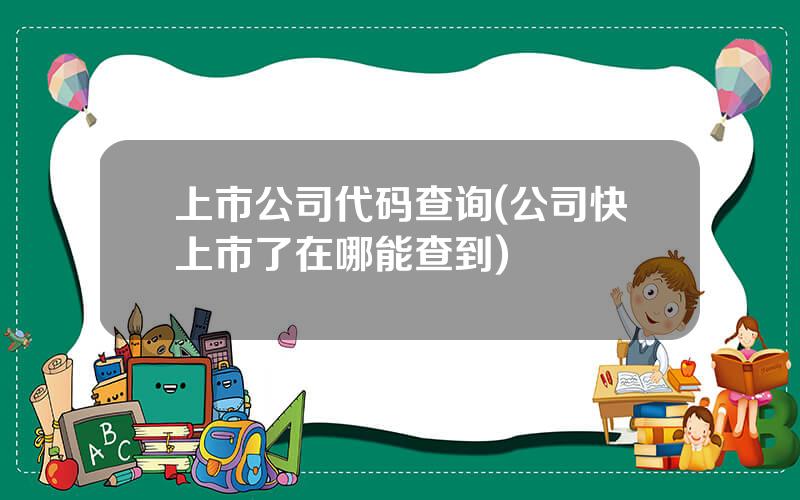 上市公司代码查询(公司快上市了在哪能查到)