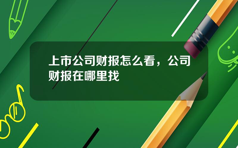 上市公司财报怎么看，公司财报在哪里找