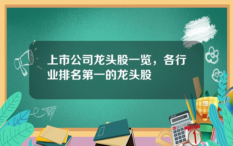 上市公司龙头股一览，各行业排名第一的龙头股