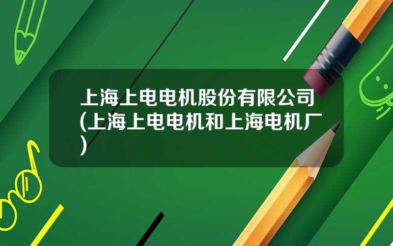 上海上电电机股份有限公司(上海上电电机和上海电机厂)