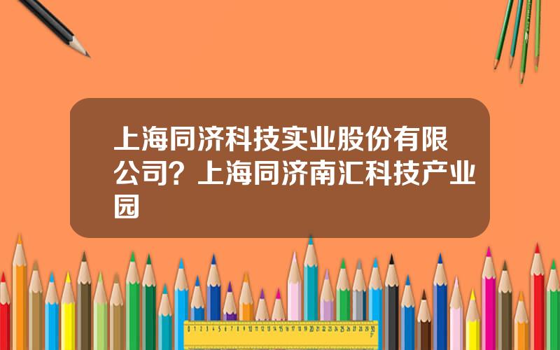 上海同济科技实业股份有限公司？上海同济南汇科技产业园