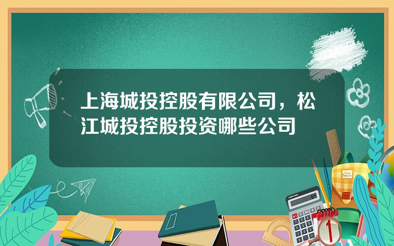 上海城投控股有限公司，松江城投控股投资哪些公司