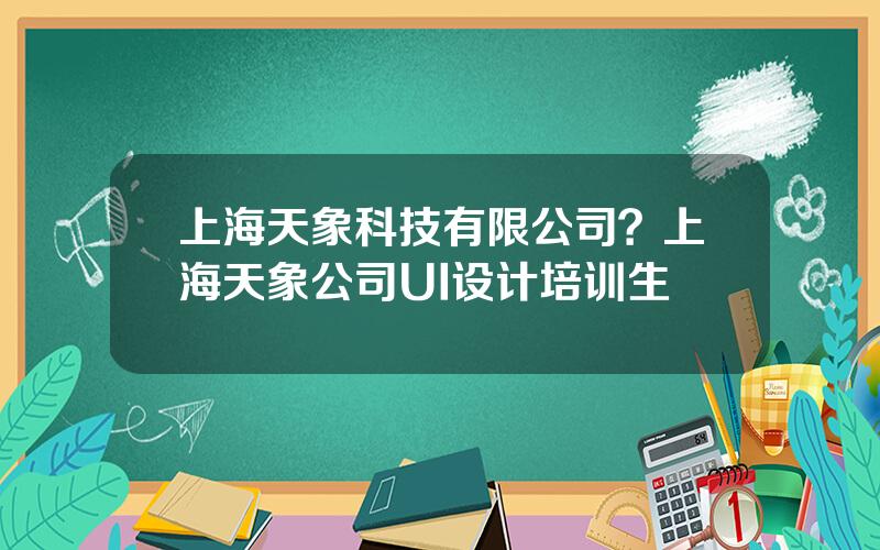 上海天象科技有限公司？上海天象公司UI设计培训生