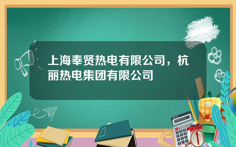 上海奉贤热电有限公司，杭丽热电集团有限公司