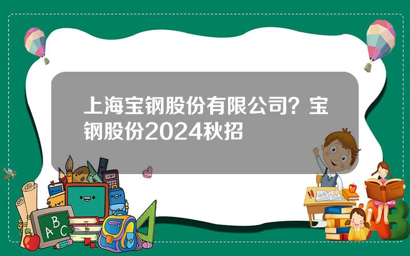 上海宝钢股份有限公司？宝钢股份2024秋招