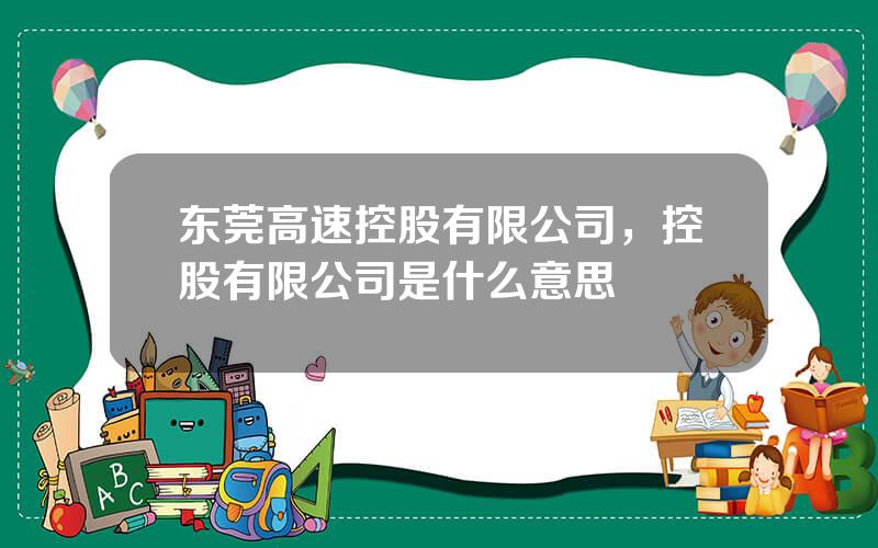 东莞高速控股有限公司，控股有限公司是什么意思