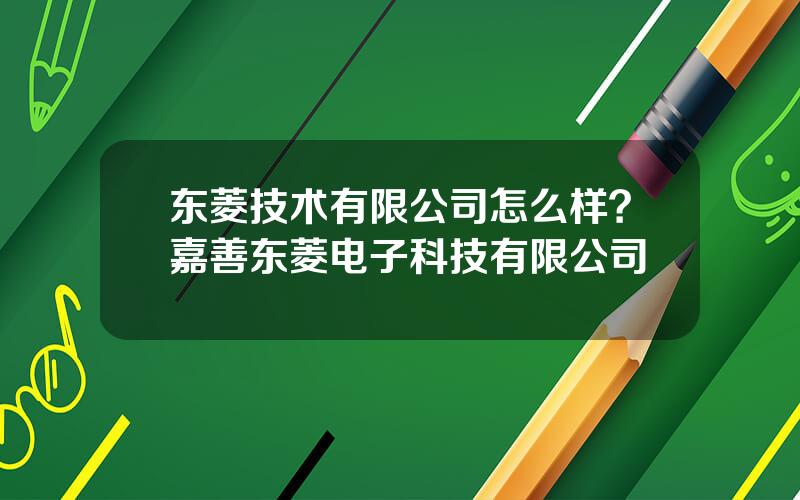 东菱技术有限公司怎么样？嘉善东菱电子科技有限公司