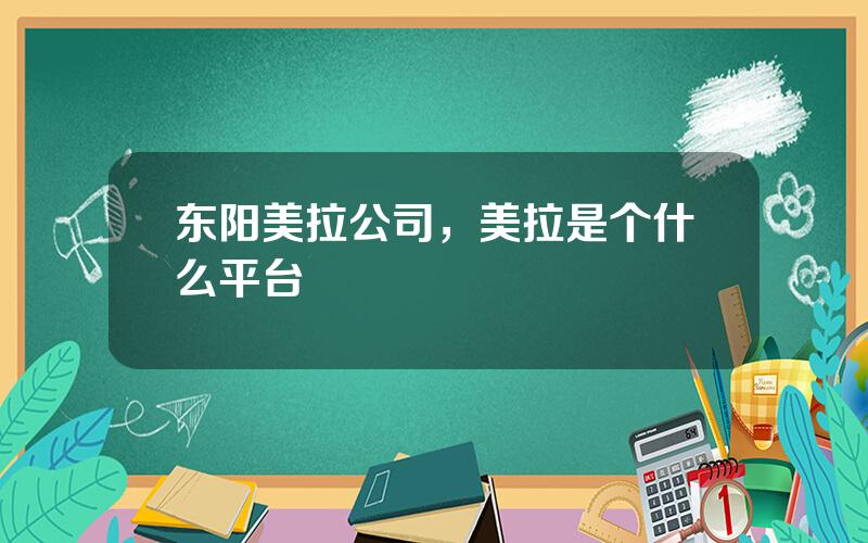 东阳美拉公司，美拉是个什么平台