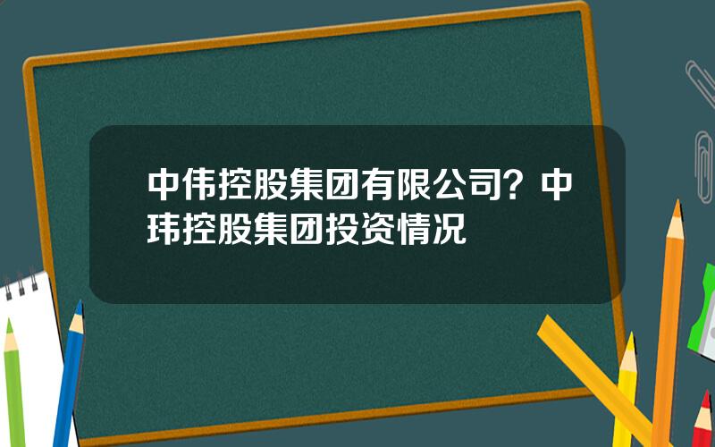 中伟控股集团有限公司？中玮控股集团投资情况