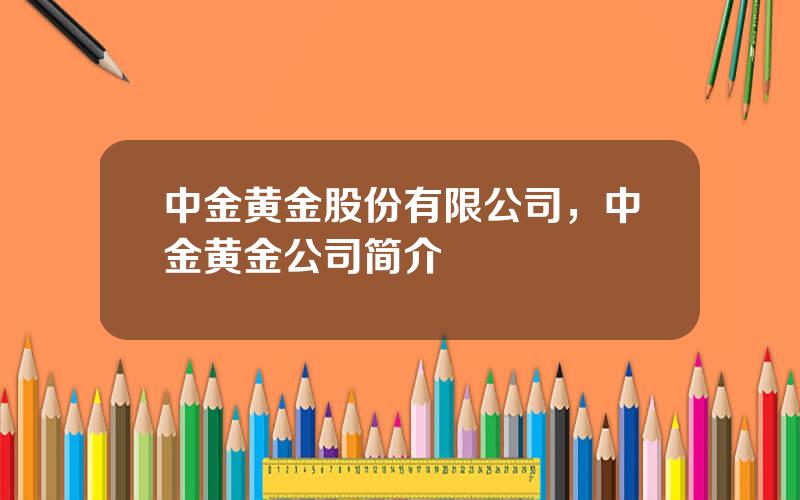 中金黄金股份有限公司，中金黄金公司简介