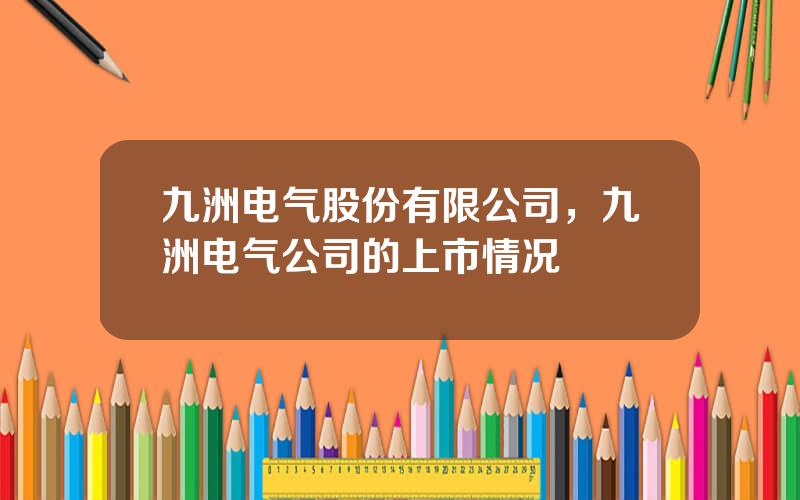 九洲电气股份有限公司，九洲电气公司的上市情况