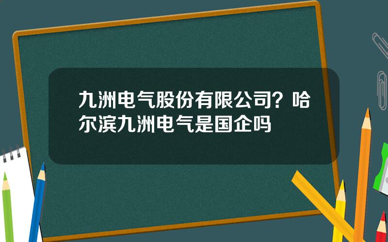 九洲电气股份有限公司？哈尔滨九洲电气是国企吗