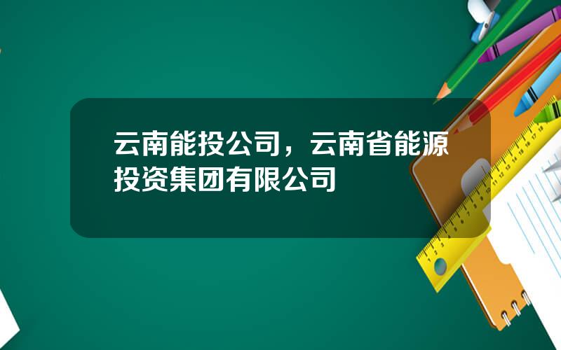 云南能投公司，云南省能源投资集团有限公司