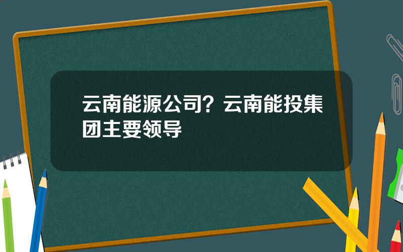 云南能源公司？云南能投集团主要领导