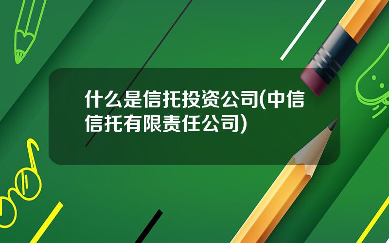 什么是信托投资公司(中信信托有限责任公司)