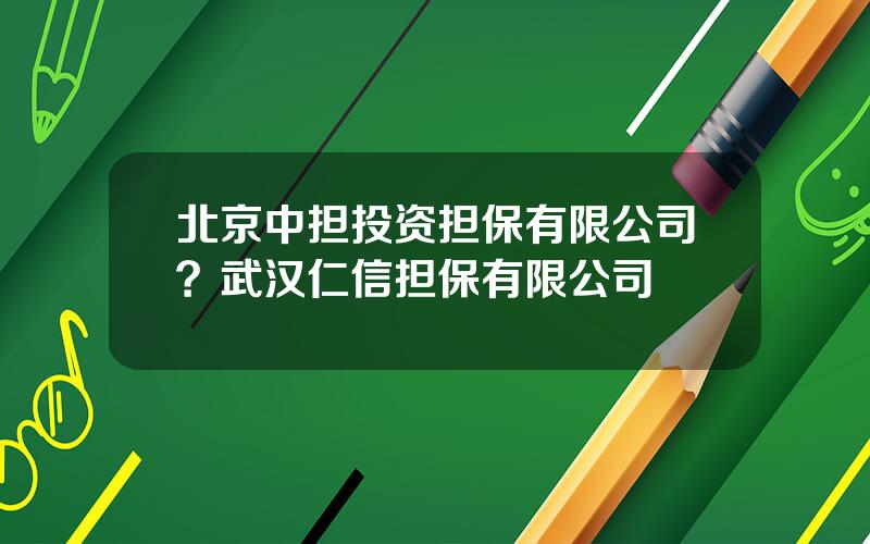 北京中担投资担保有限公司？武汉仁信担保有限公司