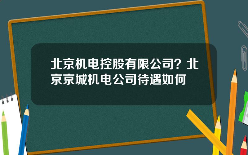 北京机电控股有限公司？北京京城机电公司待遇如何