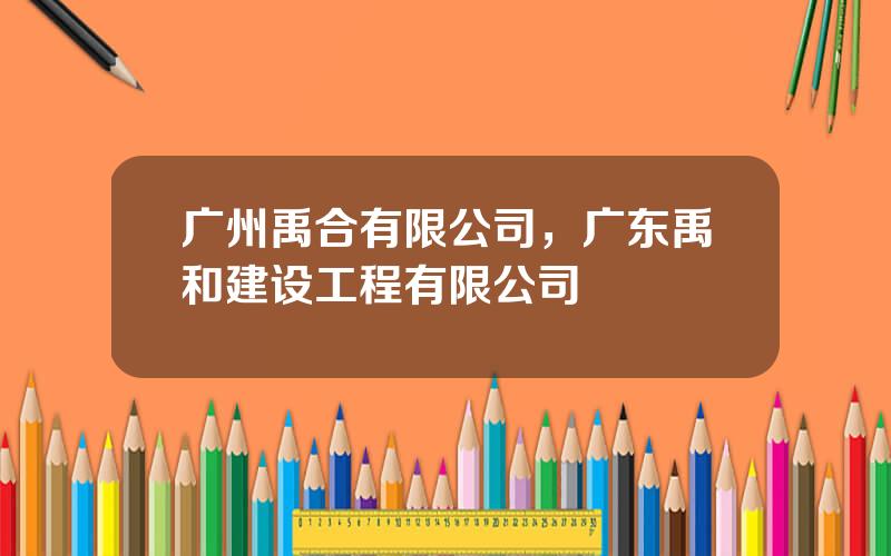 广州禹合有限公司，广东禹和建设工程有限公司