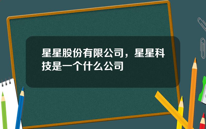 星星股份有限公司，星星科技是一个什么公司