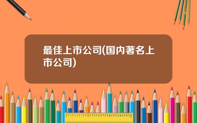 最佳上市公司(国内著名上市公司)