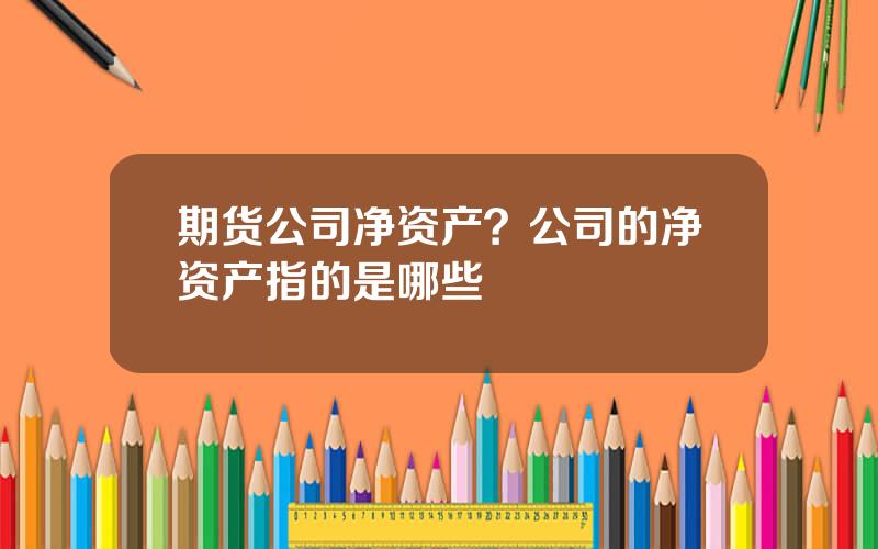 期货公司净资产？公司的净资产指的是哪些