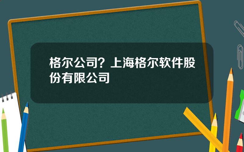 格尔公司？上海格尔软件股份有限公司