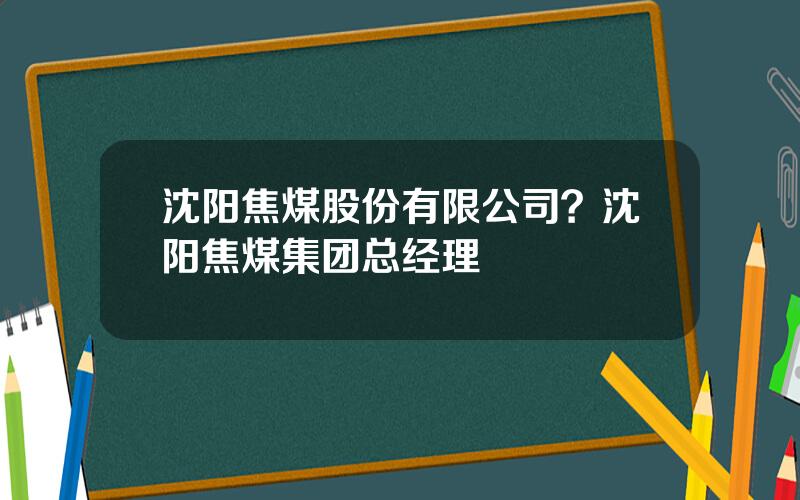 沈阳焦煤股份有限公司？沈阳焦煤集团总经理