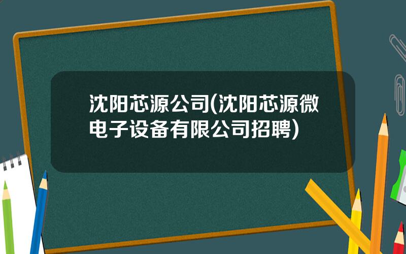 沈阳芯源公司(沈阳芯源微电子设备有限公司招聘)