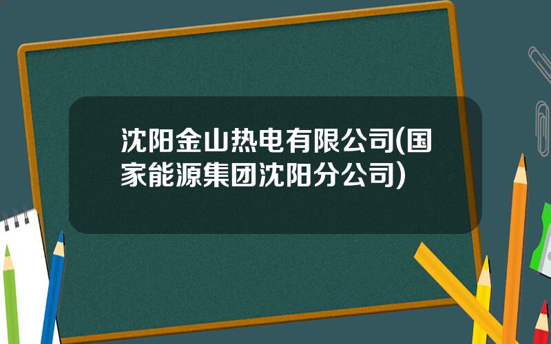 沈阳金山热电有限公司(国家能源集团沈阳分公司)